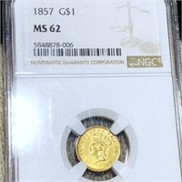 1857 Rare Gold Dollar NGC - MS62