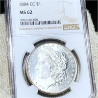 1884-CC Morgan Silver Dollar NGC - MS62