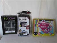 SMALL OIL PASTEL, COLOURING KIT AND SUDOKU