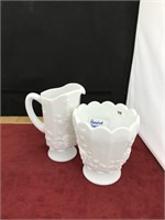 PAIR OF PANELED GRAPE-WESTMAELAND PITCHER AND
