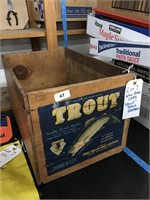 WOOD APPLE CRATE "TROUT" BRAND GRAPHICS