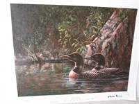 UNFRAMED LITHOGRAPH ON CANVAS " LOON SERENADE"