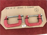 PAIR OF 4" HUSKY C-CLAMPS