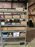 7' metal shelving, contents on shelves not