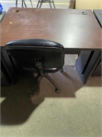 Metal office desk with wooden top, with office
