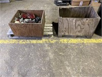 Two wooden boxes with contents