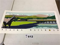 ALASKA RAILROAD BY S. OGLE, APPROX 15 IN BY 32 IN