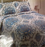 Chiara Rose Twin Reversible Quilt Set - Blue