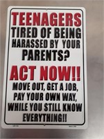 18x12" Teenagers sign
