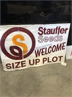 STAUFFER SEEDS DOUBLE-SIDED FENCE SIGN, 23.5 X 36"