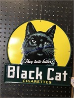 BLACK CAT TIN SIGN, 15.25 X 15.25"