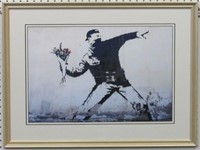 Throwing Flowers Giclee By Banksy