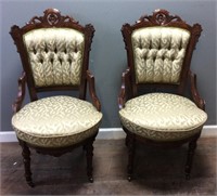 2 VICTORIAN STYLE ARM CHAIRS, VG CONDITION