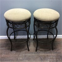 2 METAL BASE BAR STOOLS