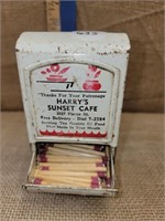ADVERTISING TIN MATCH SAFE HARRYS SUNSET CAFE