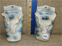 PAIR OF COW WALL POCKETS