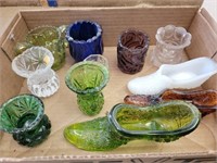 GLASS TOOTHPICK HOLDERS & FENTON SHOES