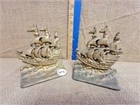 BRASS SAILBOAT BOOKENDS