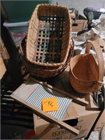 ANTIQUE WASHBOARD AND BASKETS