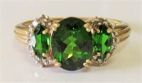 10KT Gold Emerald & Diamonds Ring Sz. 7