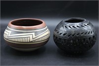 2 pc Clifton Art Pottery & Oaxaca Burnished Pot