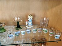 lot of unique glasses , shot glass and figurine