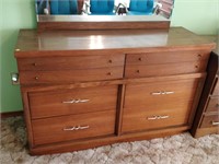 teak dresser set with mirror  52x18x32 34x18x43