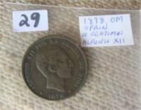 1878 OM Spain 10 Centimos-Alfonso XII Coin