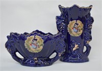 2 pcs. Vitnage Cobalt Glaze Porcelain Transferware