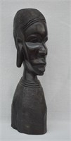 African Hand Carved Ebony Wood Figure / Bust