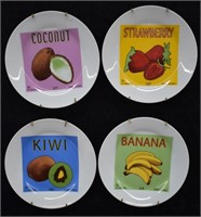 Set of 4 I. Godinger & Co. Modern Art Fruit Plates