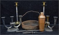 8 pcs. Vintage Kitchenwares & Candle Holders