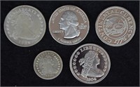 5 pcs. Replica .999 Silver CLAD Coins