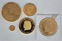 5 pcs. 24k Gold Clad Replica Coins