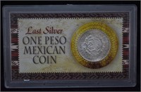 Last Silver One Peso Mexican Coin w/ COA