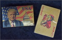 24k Gold Leaf US Flag / Trump Playing Cards