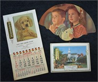 3 pcs. Vintage Advertising Calendar & Fan
