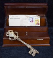 Bombay Company Wooden Letter Box w/ Novelty Key