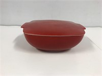 Retro red Pyrex bowl with lid