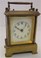 1891 Antique Brass Clock 4" Original Beveled Glass