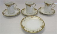 3 Nippon Tea Cups & 4 Saucers Hand Painted