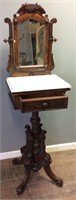 ANTIQUE VANITY WITH MIRROR, MARBLE TOP, 1 DRAWER