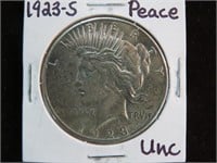 1923 S PEACE SILVER DOLLAR 90% UNC