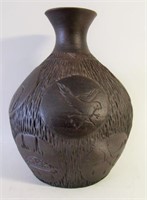 Stunning Six Nations Pottery Vase Animals 7.5"H