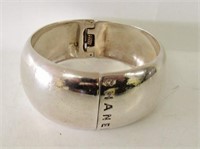 Signed Chanel Sterling Silver Cuff Bracelet