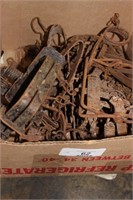 BOX OF OLD TRAPS- APPROX 15 OF THEM