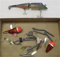 10" Vintage Wood Fishing Lure + Misc