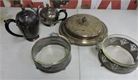 Silver Plate Serving Pieces, Teapot, Coffee Pot