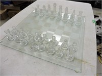 Glass Chess Set 13 1/2"x13 /2