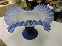 Beautiful Cobalt Blue Base Satin Glass Basket